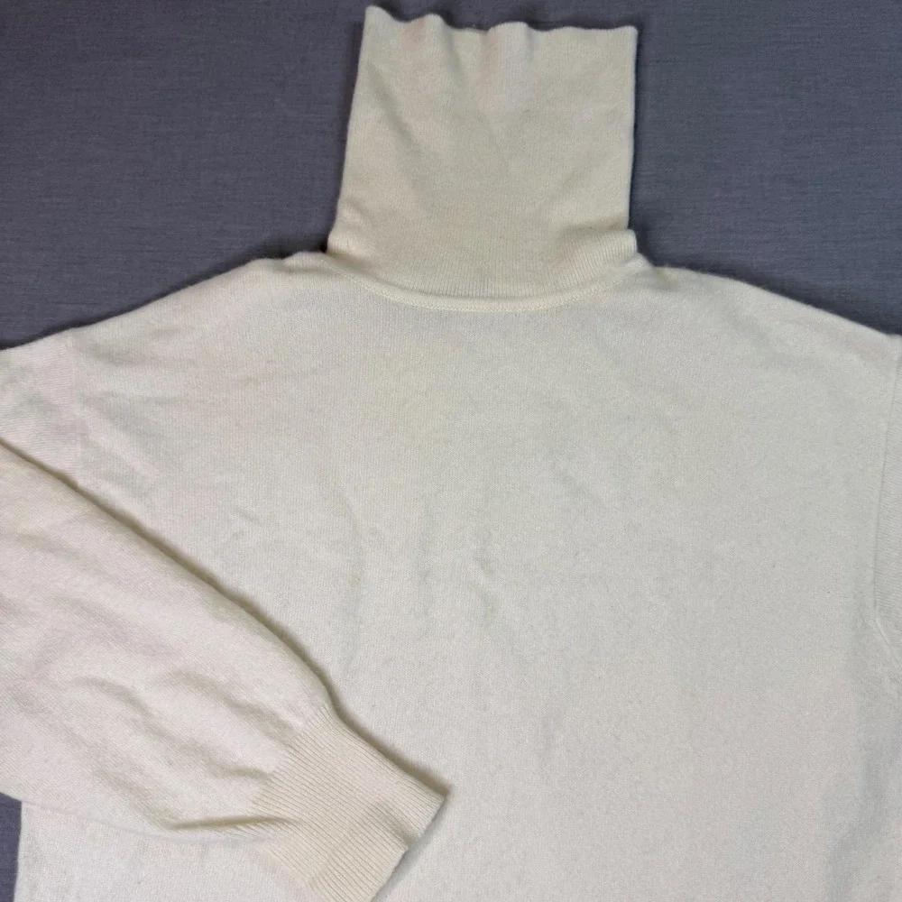 William Lockie Turtleneck Sweater Womens S Cream‎ Excellent Cashmere Scotland